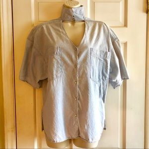 MIAMI FLAMINGO CUT OUT BLOUSE